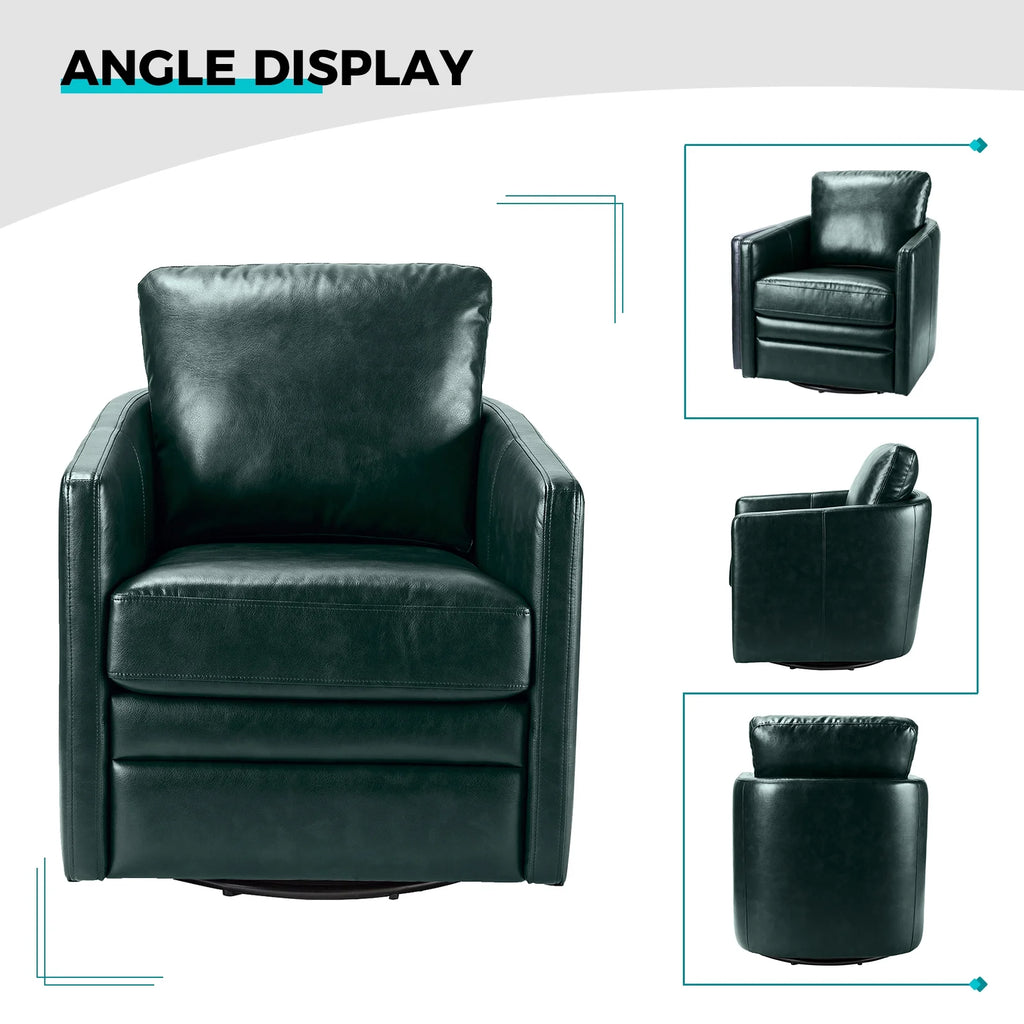 Green Faux Leather Swivel Accent Chair Set of 2 O604