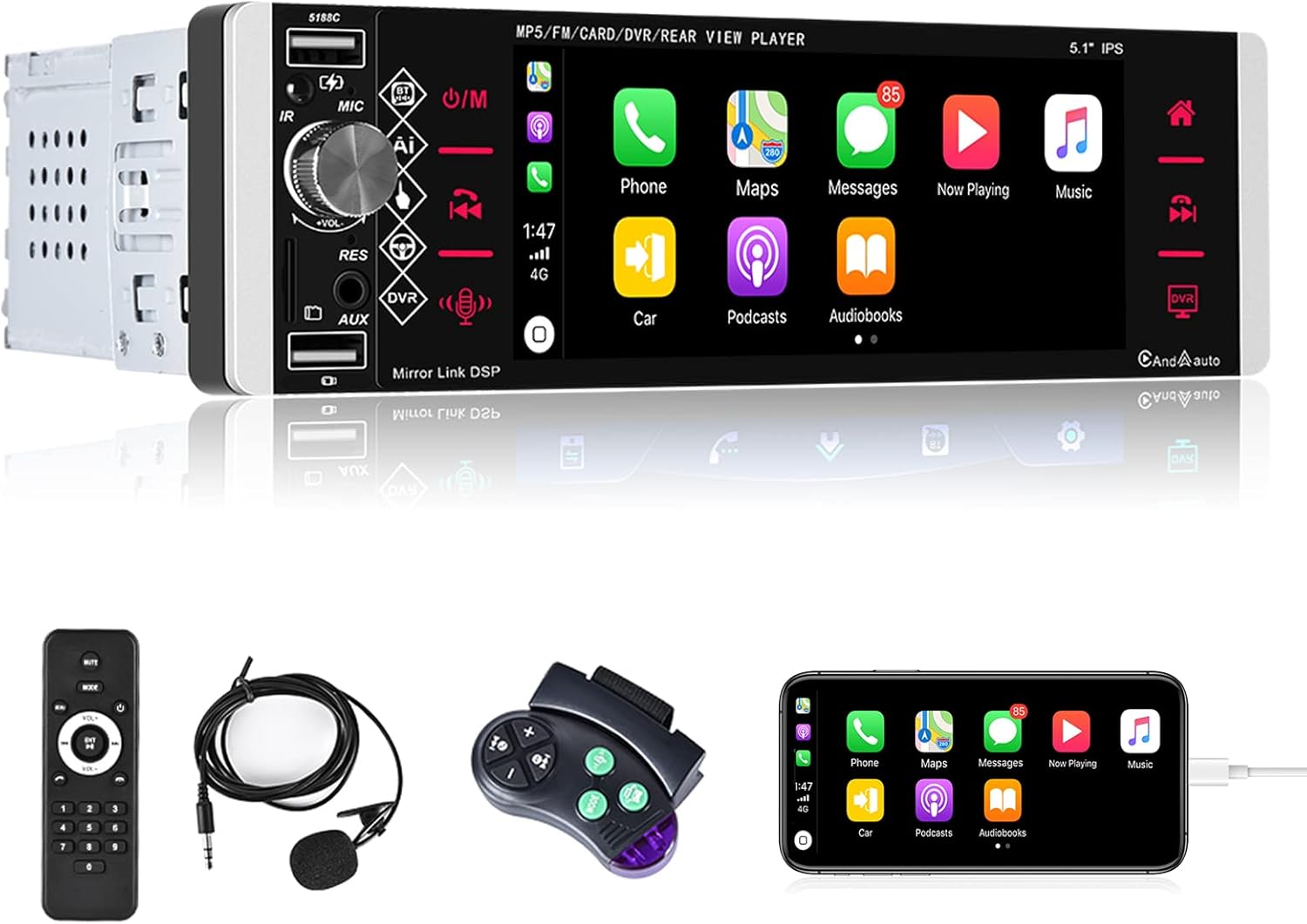 Single Din 5.1 Inch Touchscreen Car Stereo with Bluetooth V69767