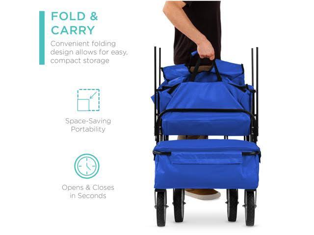 Blue Folding Utility Cargo Wagon Cart with Removable Canopy C5130