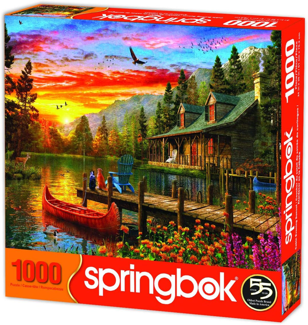 1000 Piece Jigsaw Puzzle Cabin Evening Sunset C5472