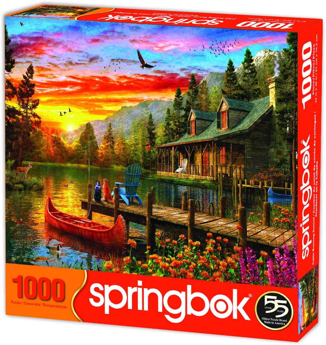 1000 Piece Jigsaw Puzzle Cabin Evening Sunset C5472