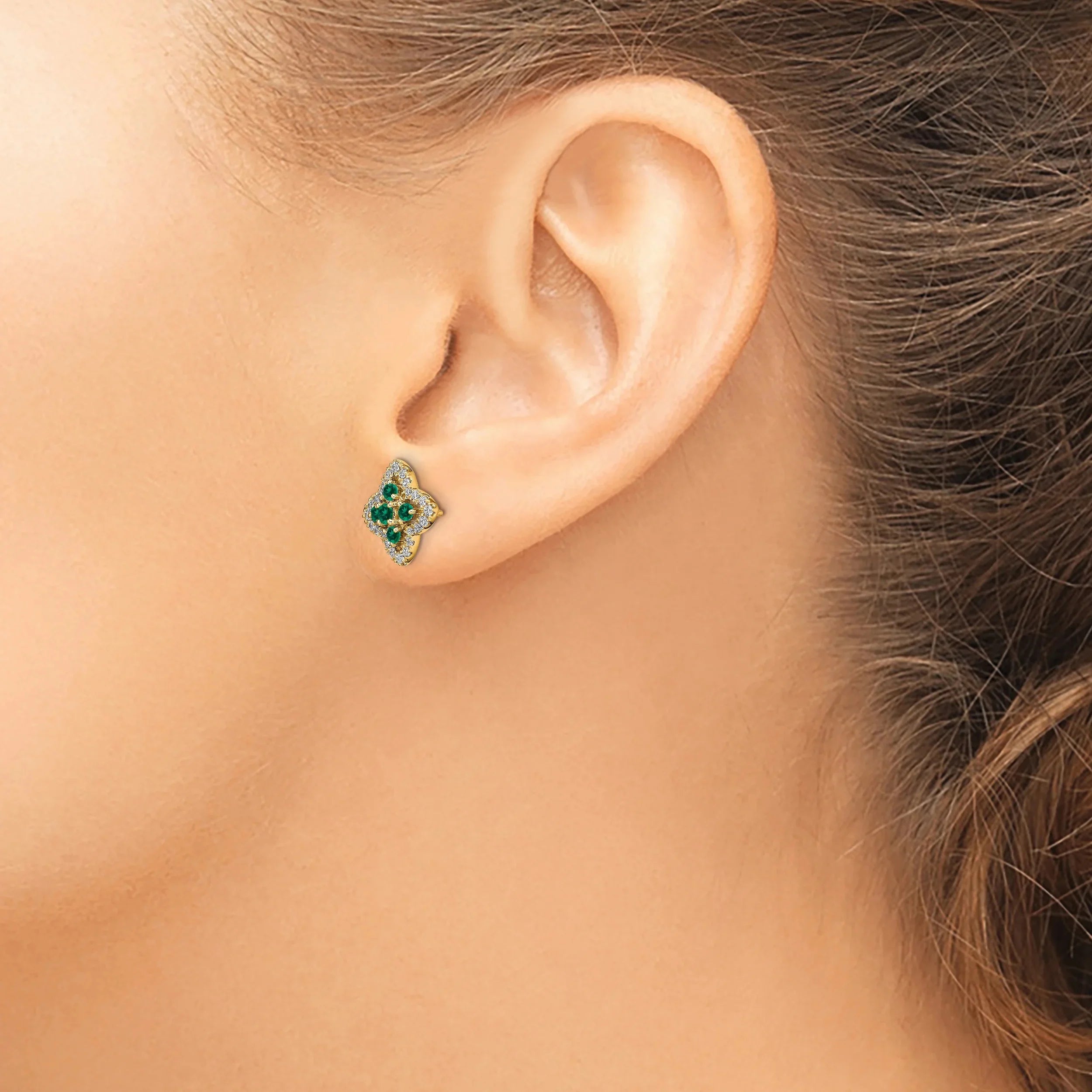 14 Karat Two-Tone Lab Grown Diamond and Created Pink Sapphire Earrings P982535