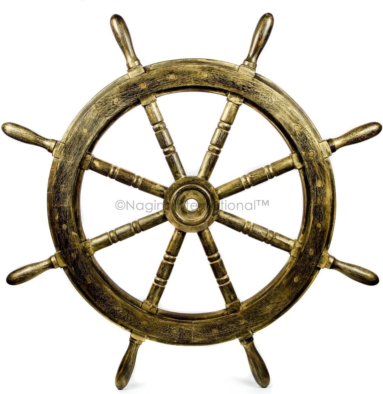 12 Inches Dark Rosewood Wooden Ship Wheel Wall Decor, Pack of 2 M925