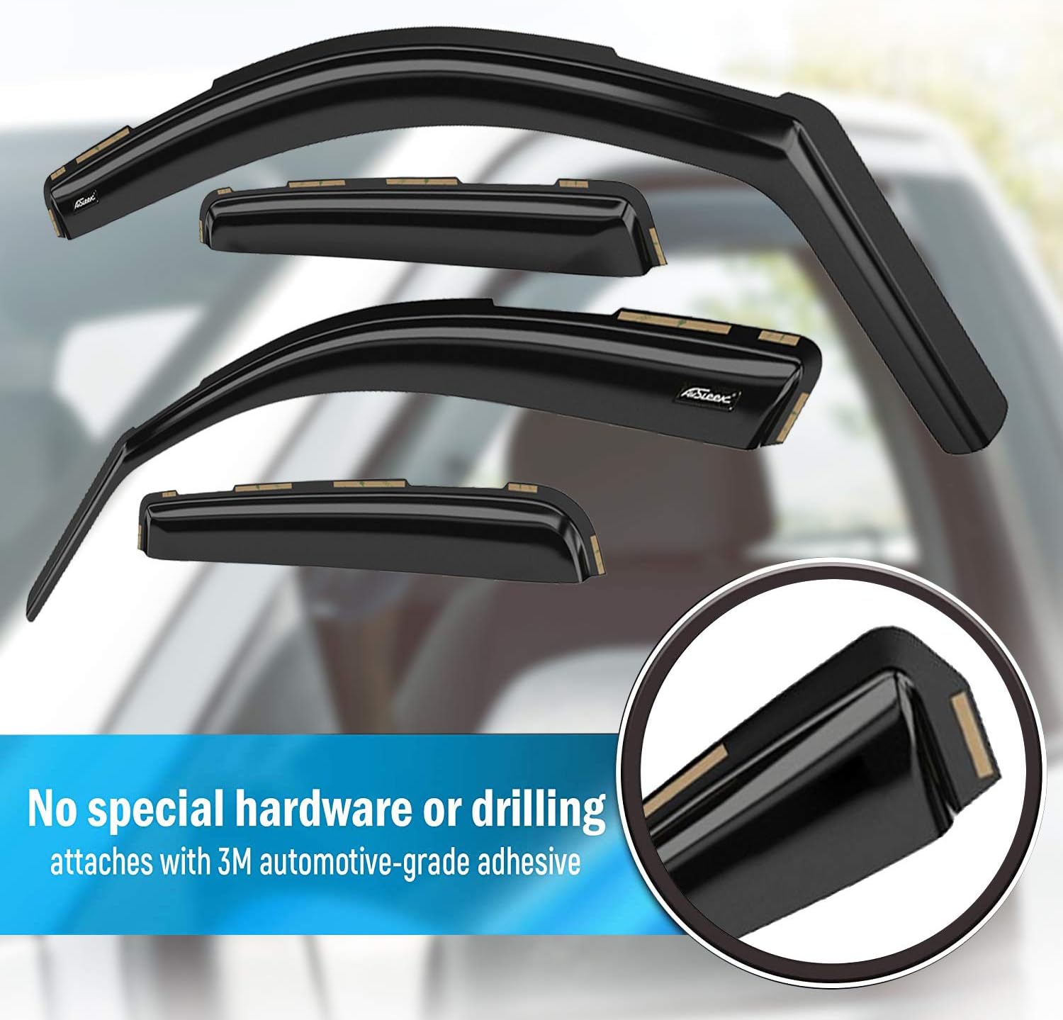 Dark Smoke In-Channel Side Window Vent Visor Deflectors 4 pcs B54072