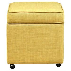Ruby Yellow Linen Cube Ottoman with Hidden Storage G5862