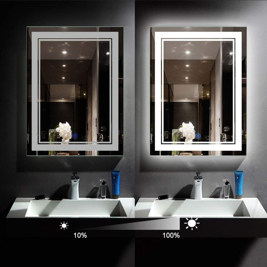 28 x 36 in Vertical Dimmable LED Bathroom Mirror with Anti-Fog Function Z332