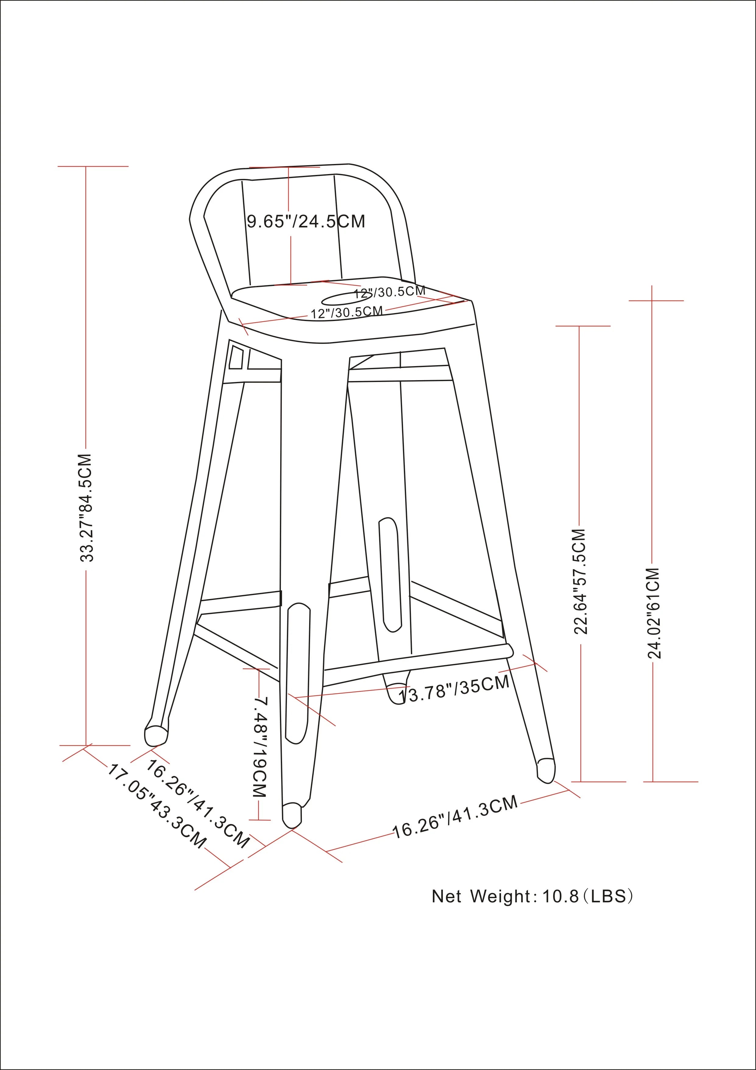 24" Industrial Metal Counter Stool in Sage Green (Set of 4) P60422