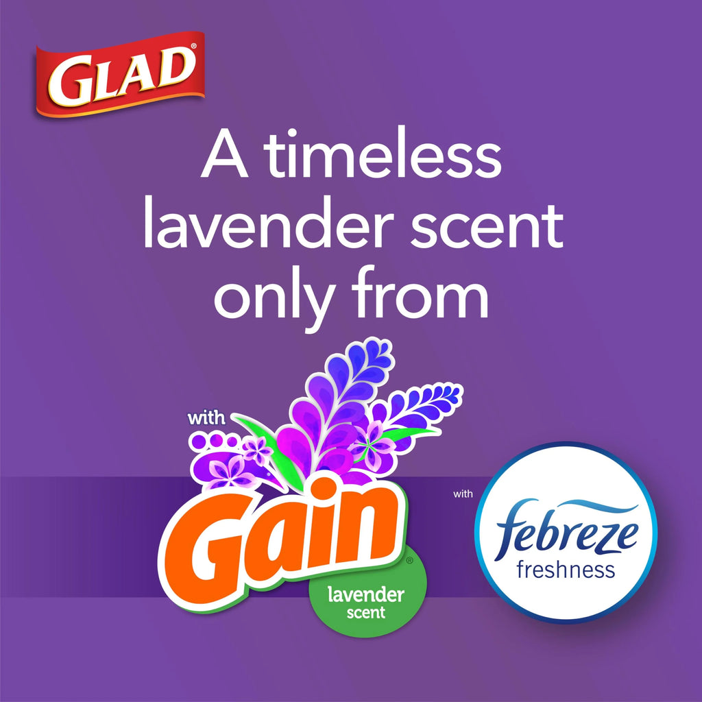 Glad ForceFlex Tall Kitchen Trash Bags, 13 Gallon, Lavender, 80 Count G343
