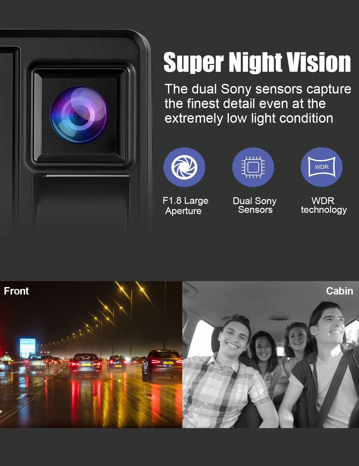 Dual Dash Cam Front and Inside 1080P Car Camera Built-in WiFi 3 Inch IPS Screen, 24H Parking Monitor, G-Sensor, Loop Recording, Support 128GB Max, Pack of 2 N437080