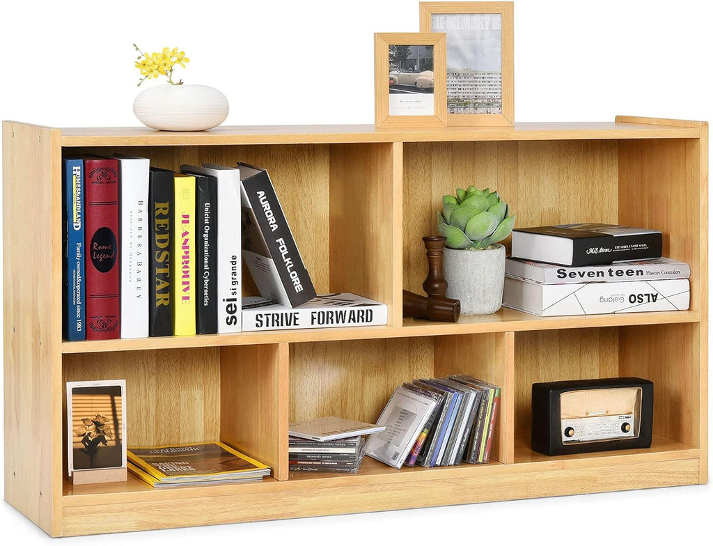 Natural Wooden 2 Tier 5 Cube Bookcase K530176