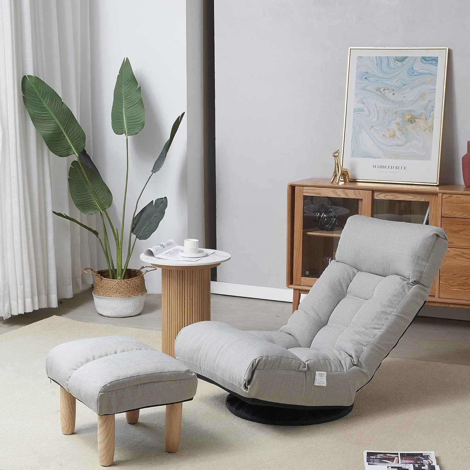 360-Degree Swivel Floor Gaming Chair Lazy Sofa with Footrest Y92687