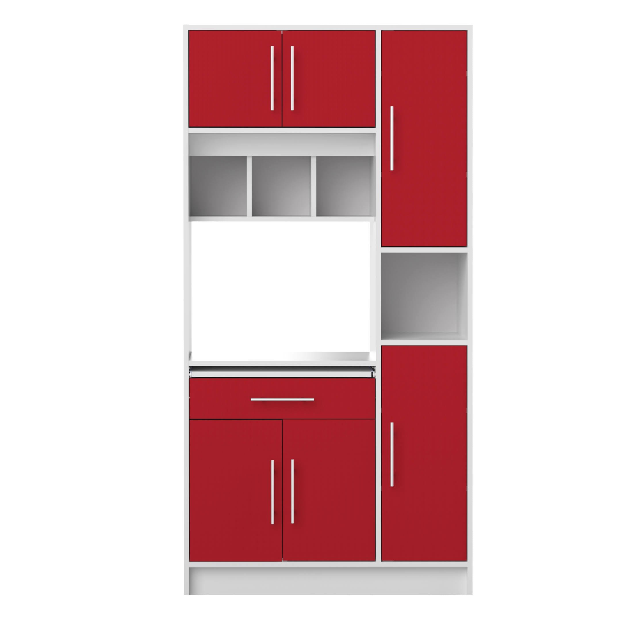 White / Red Microwave Cabinet E34760