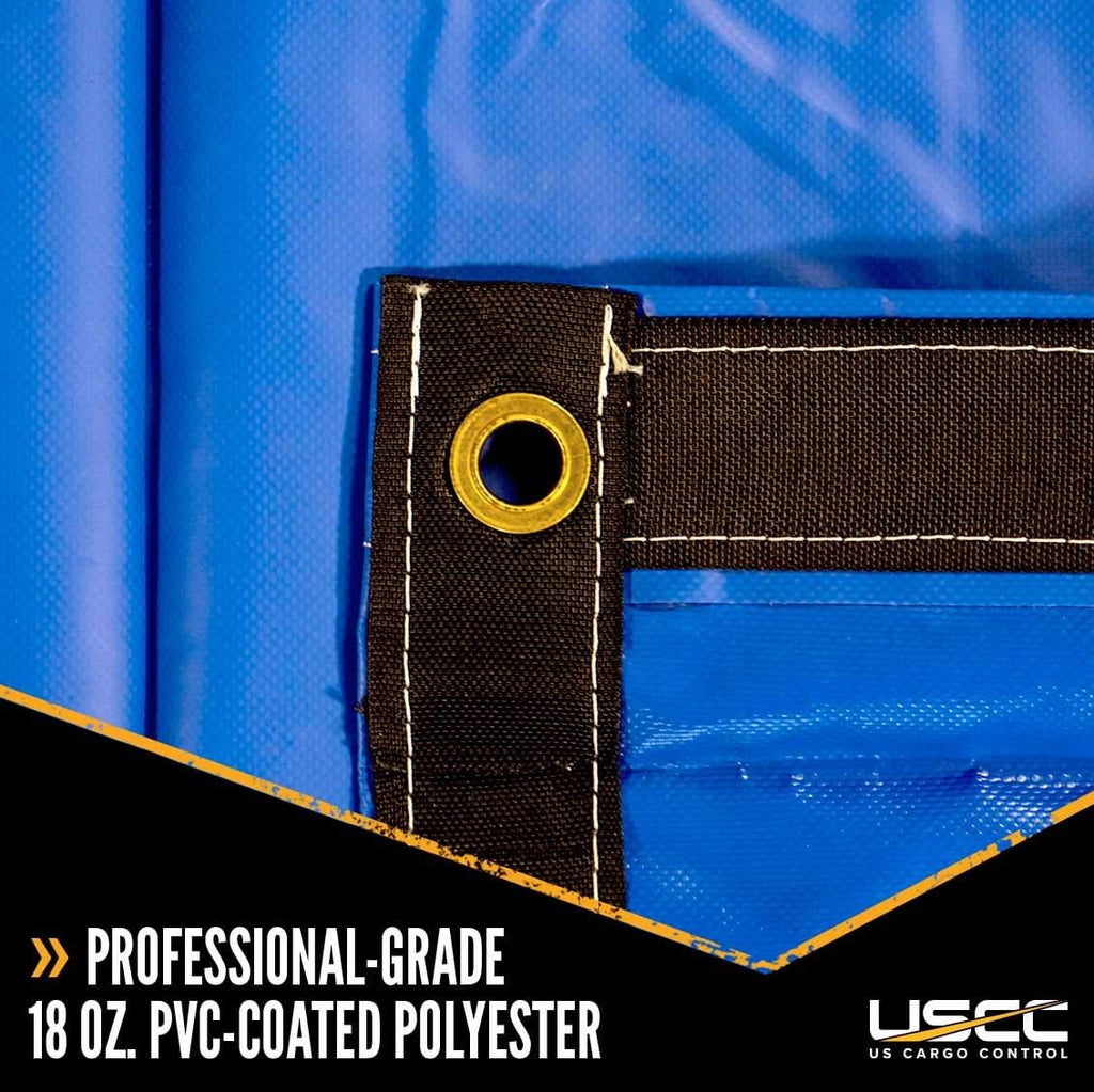 18 Ounce Blue Lumber Tarp with 4 Foot Drop and Flap M691