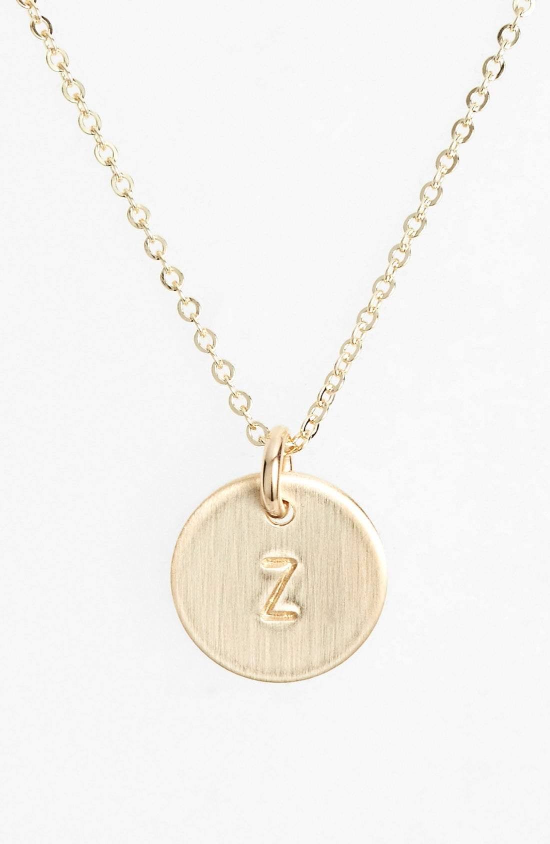 14K Gold Fill Initial Mini Circle Necklace R671