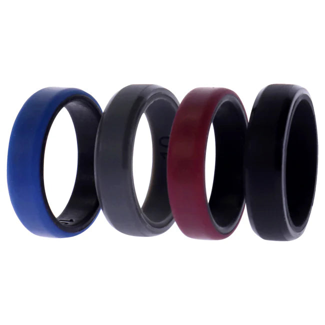 Silicone 6mm 2Layer Ring Set - Bordo - 4 x 10 mm Ring D496