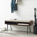 Dual Compartment Entry Bench Dark Walnut/Oatmeal S5944