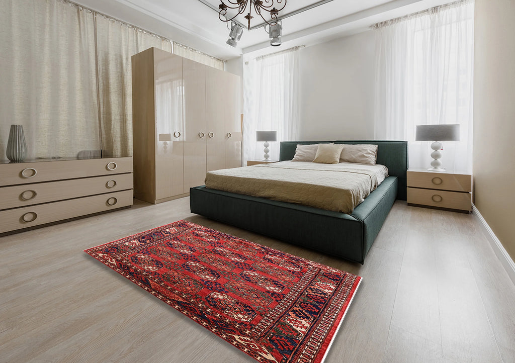 Red Rectangle Area Rug, 2' x 3' O702