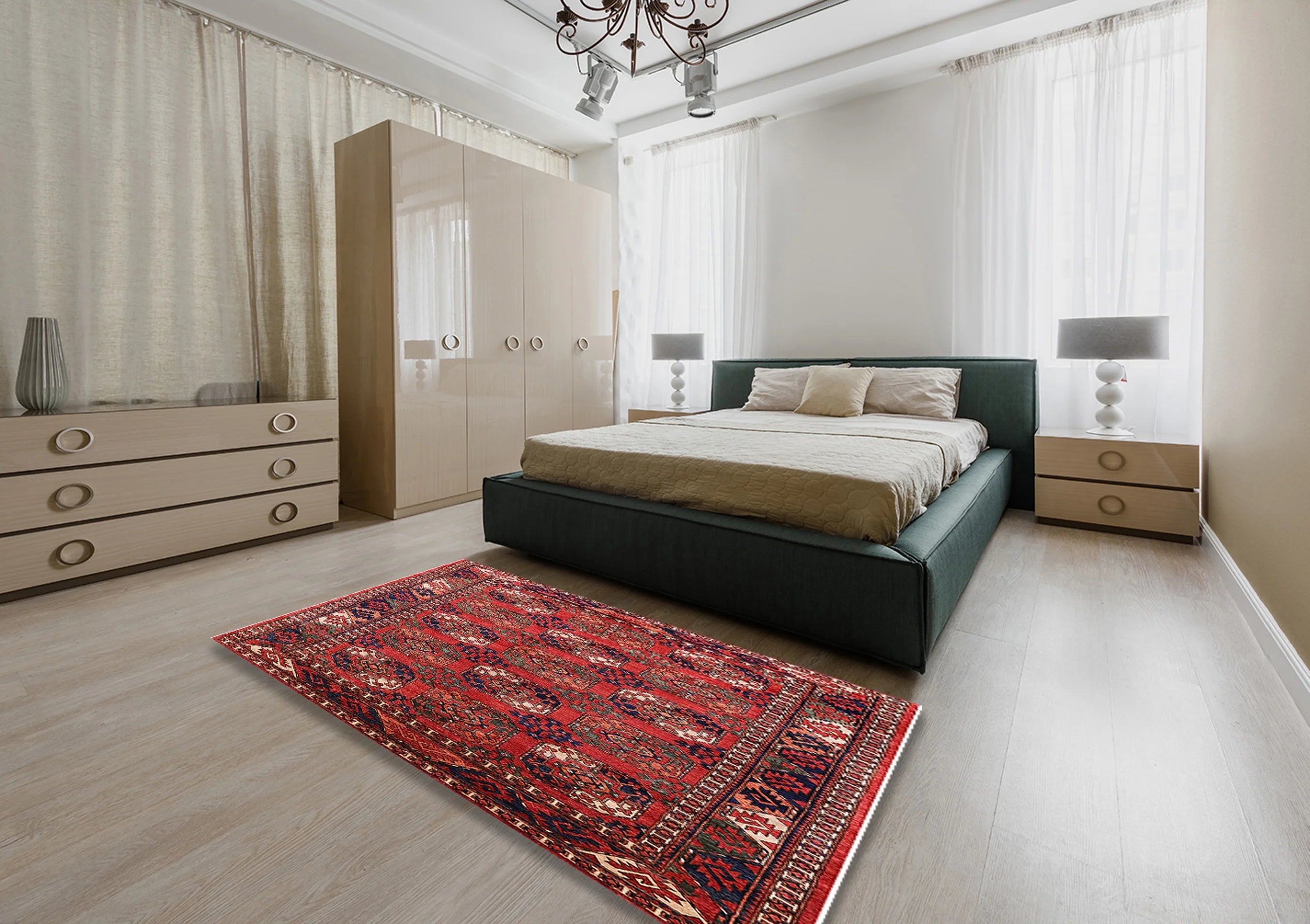 Red Rectangle Area Rug, 2' x 3' O702
