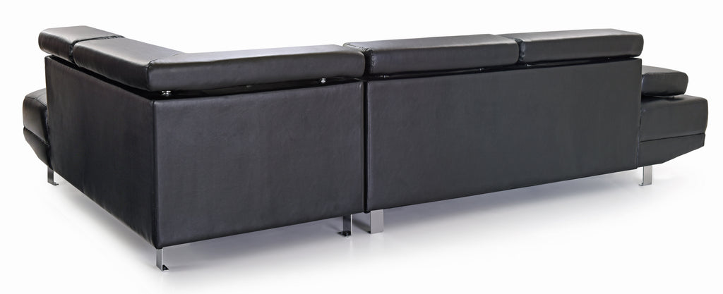 Black Sectional with Adjustable Armrest and Headrest R7006
