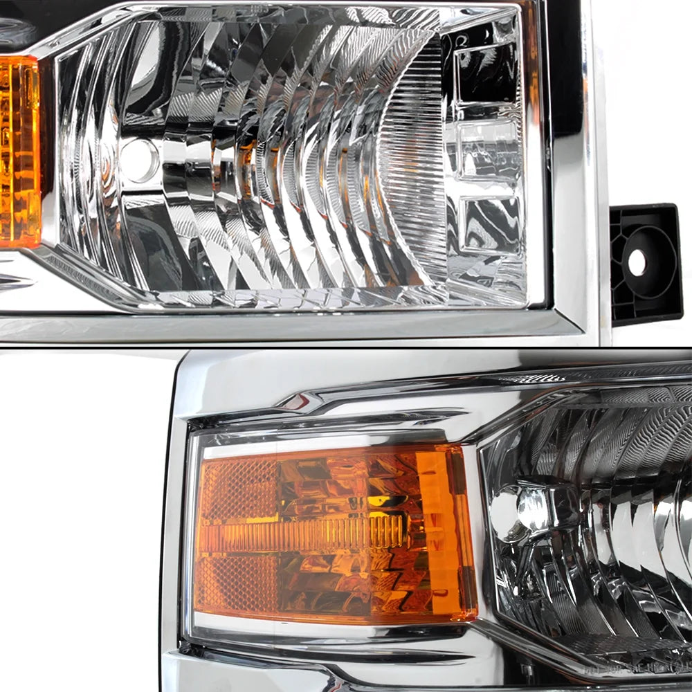 Chrome Clear Headlight Lamp Assembly Driver + Passenger Side J214