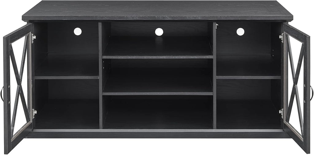 Black TV Stand with Storage Adjustable Shelves C223038