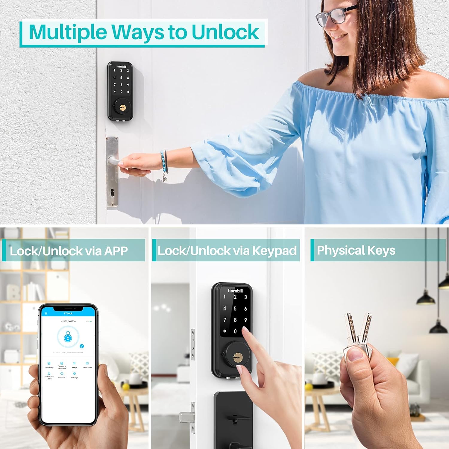 Smart Door Lock with Keypad Deadbolt Digital Electric Door Lock R7382