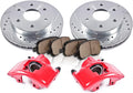 Powder Coated Red Calipers Rotors Ceramic Pads Performance Kit B568547