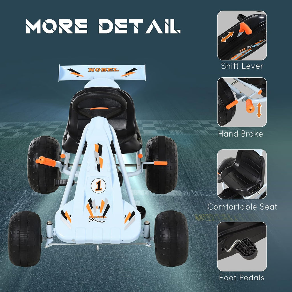 White Plastic Pedal Go Kart with Adjustable Seat U824
