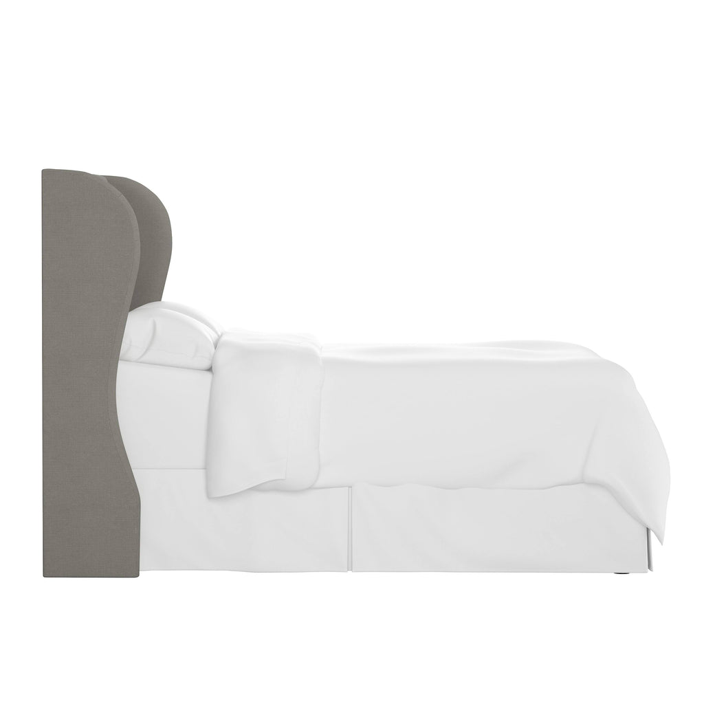 Gray Linen Tufted Wingback Headboard W875381
