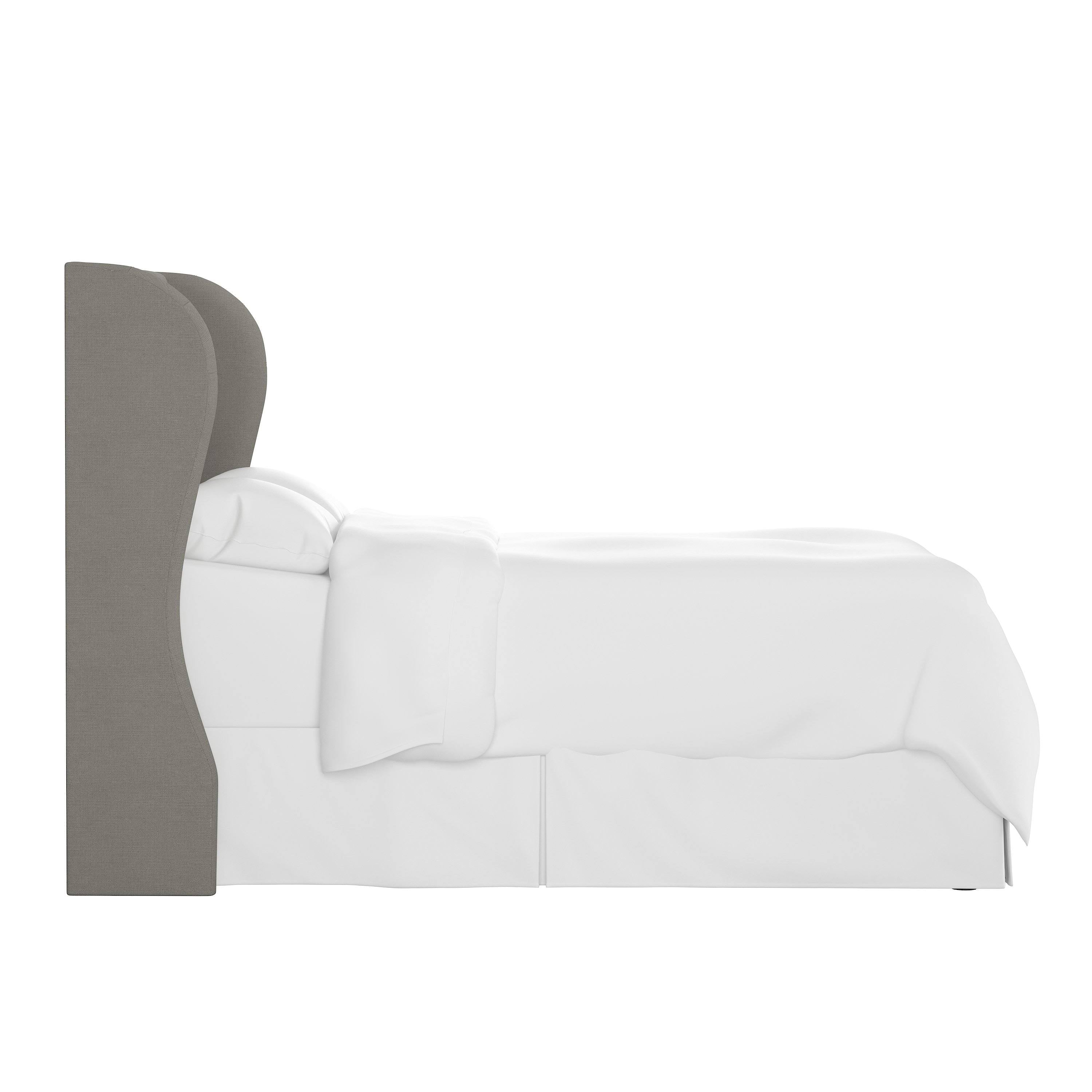 Gray Linen Tufted Wingback Headboard W875381