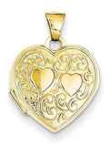 14k Solid Yellow Gold Heart Locket L98763