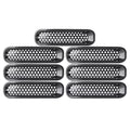 Black 7 Pcs ABS Plastic Car Front Grille Trim Inserts Mesh Grill Guard Cover T648