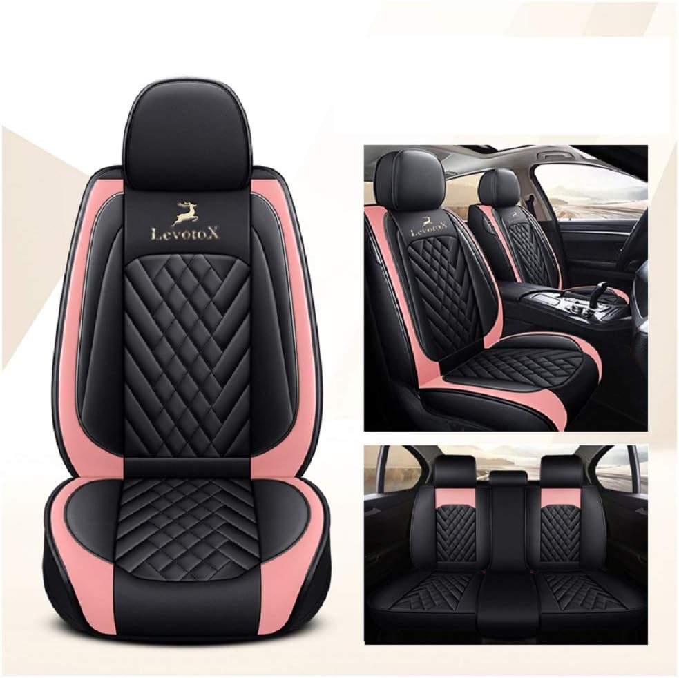L-Black-Beige 5 Seats Full Set Car Seat Covers O8236