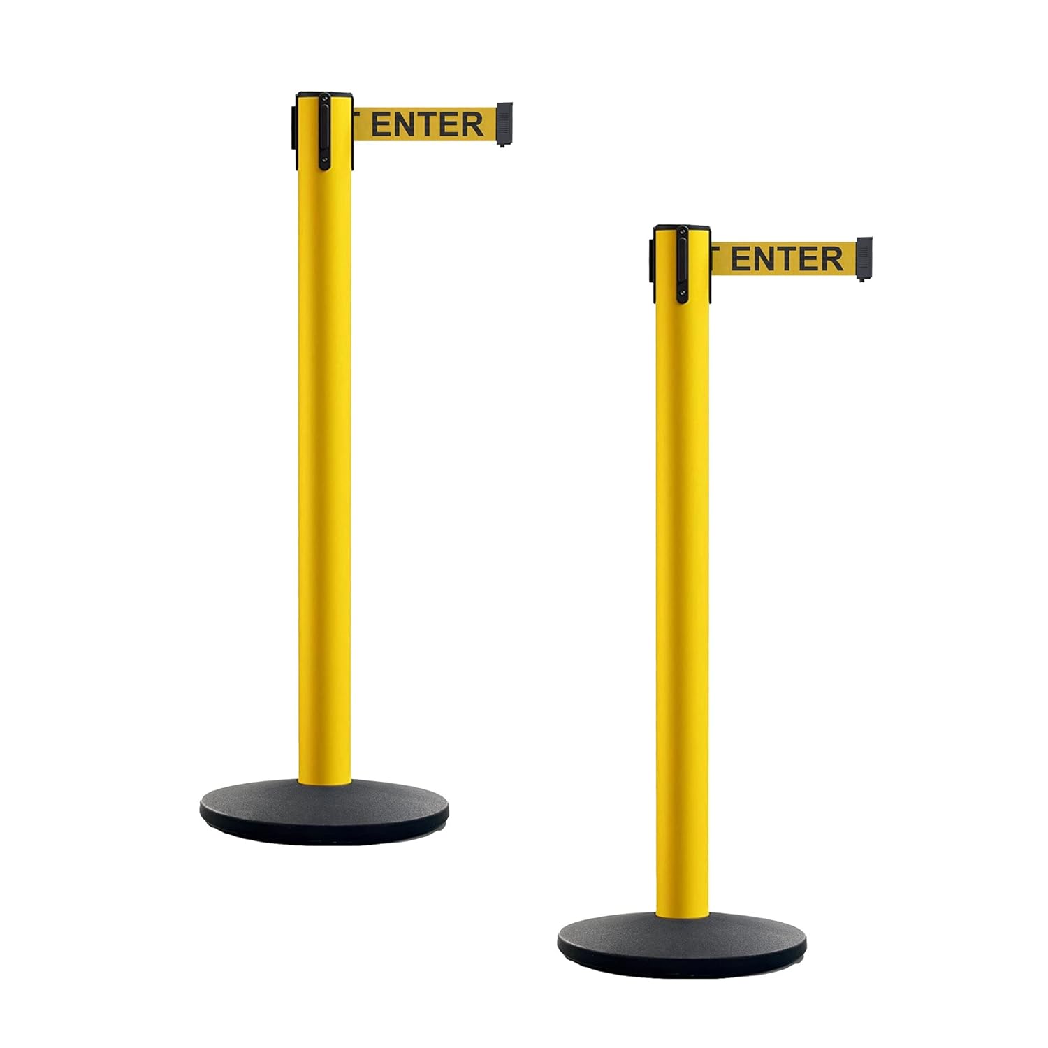 Set of 2 Retractable Belt Barrier Stanchion with Cast Iron Base A826488