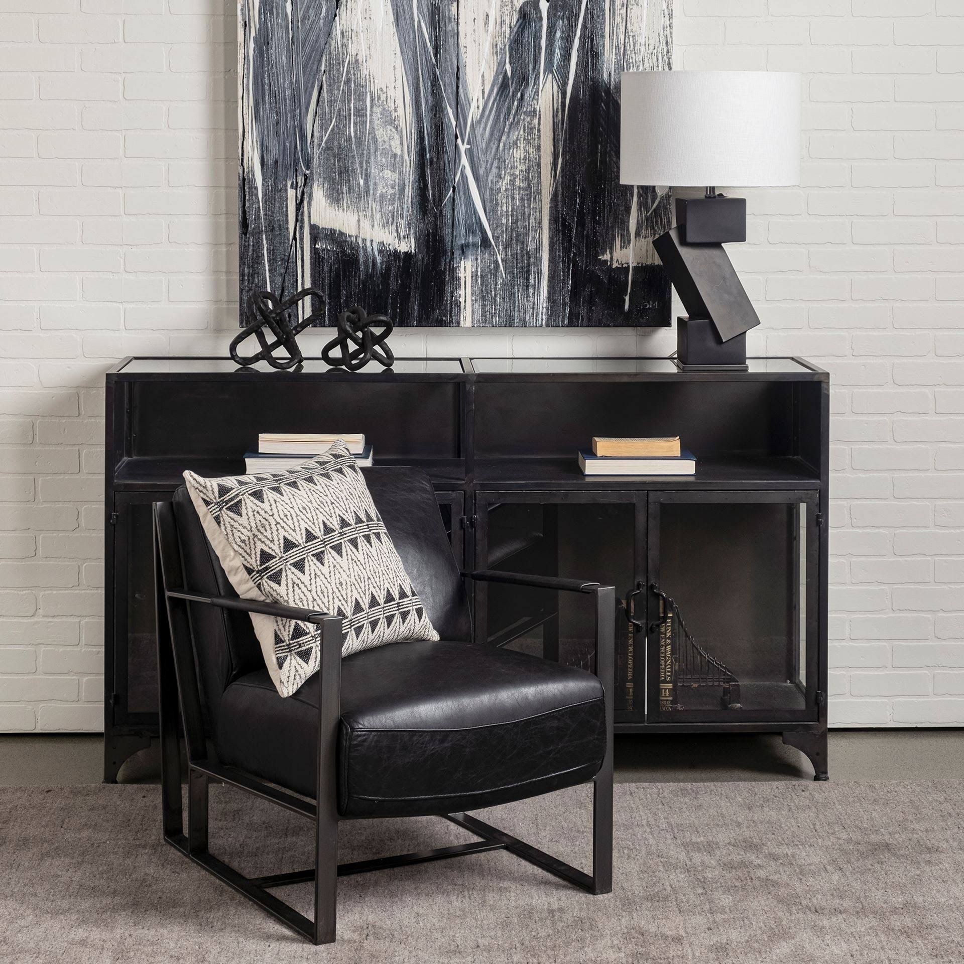 Black Metal Glass Door Display Cabinet Z355160