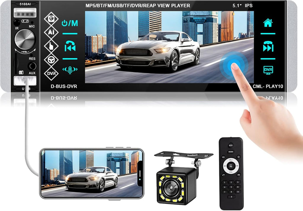 Single Din 5.1 Inch Touchscreen Car Stereo with Bluetooth V69767