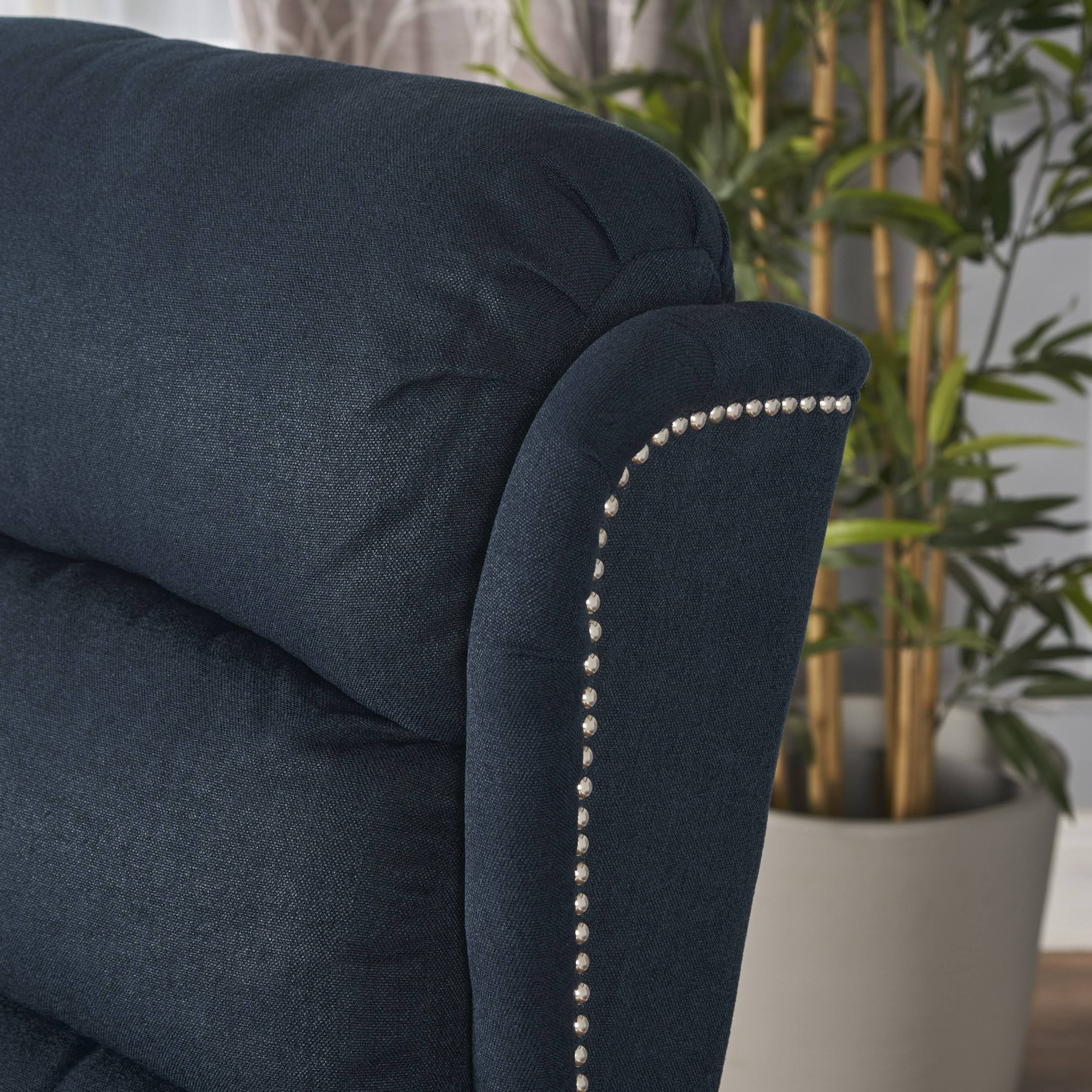 Navy Blue Tufted Fabric Power Recliner Z17318