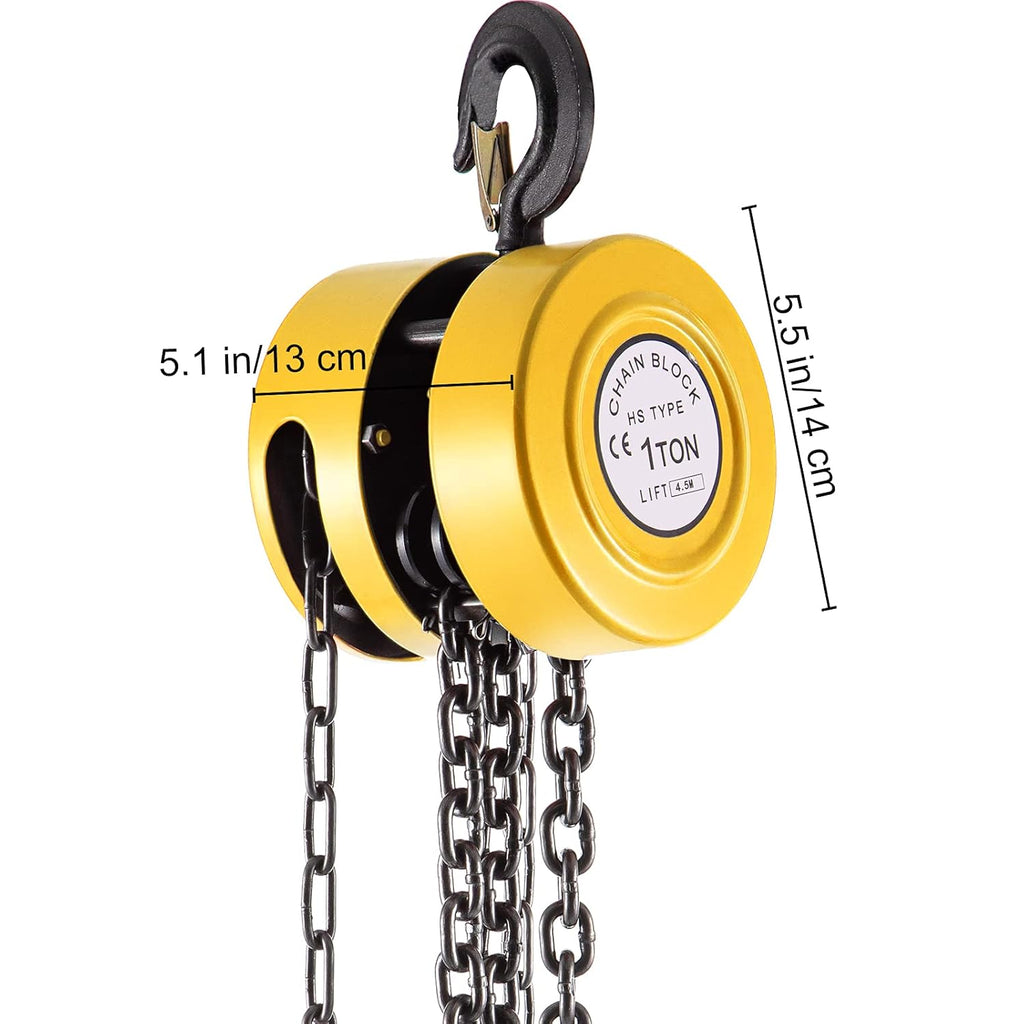 2200 lbs 1 Ton Capacity Manual Chain Block, 15ft Lift, Pack of 2 Y66907