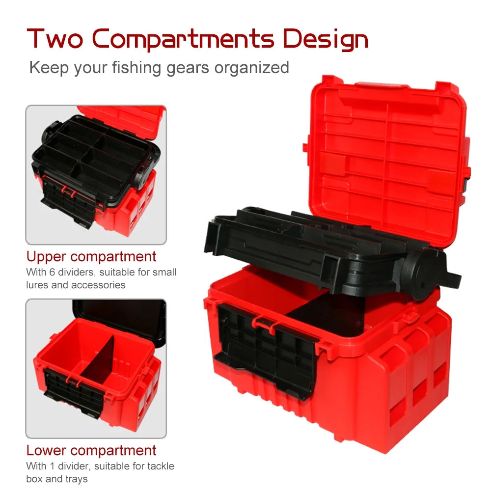 Fishing Box Travel Fishing Case with Bottle Holder and Rod Stands Tubes I2621