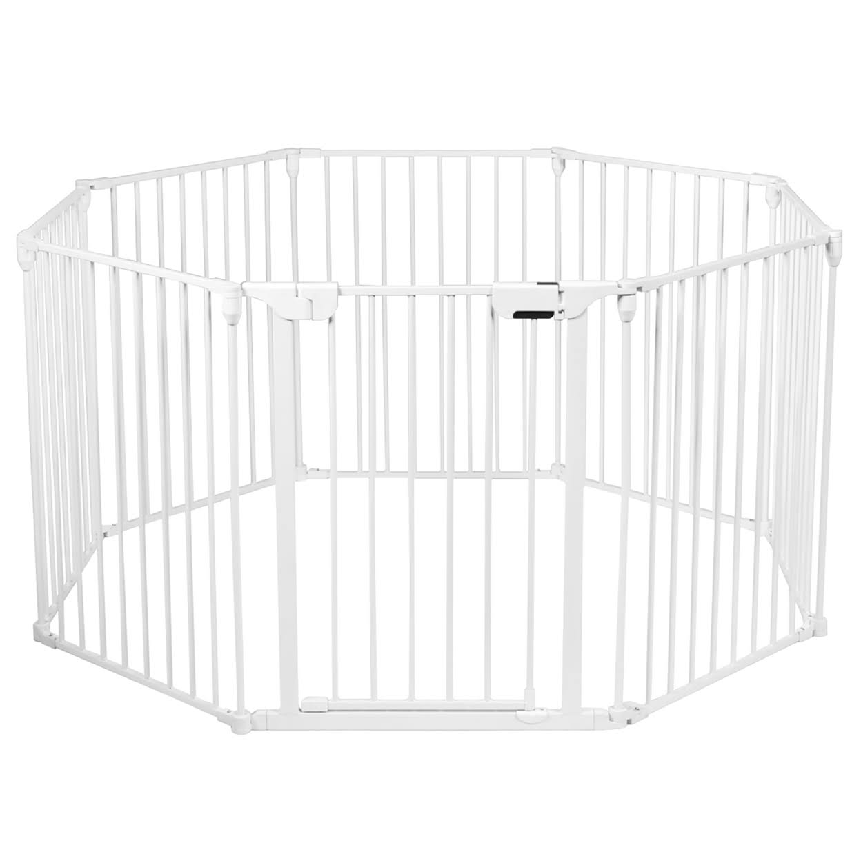8 Panel Metal Gate Baby Pet Fence Playpen Barrier White Z366