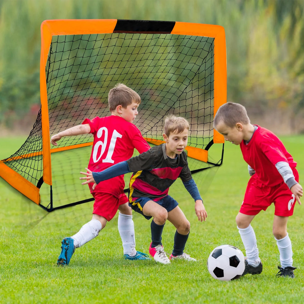Portable Set of 2 Soccer Goals, 4x3ft Folding Soccer, Orange W128