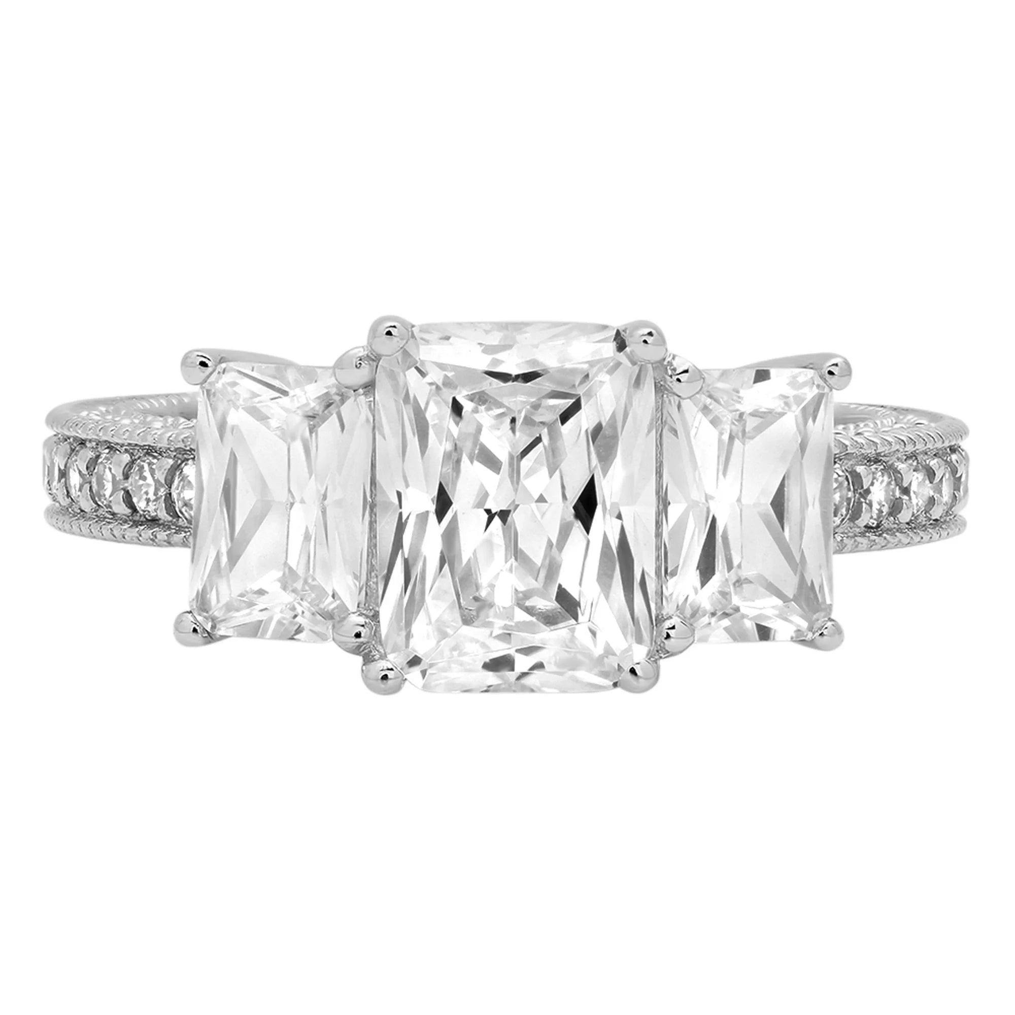 18K White Gold Three-Stone Diamond Engagement Ring V342497