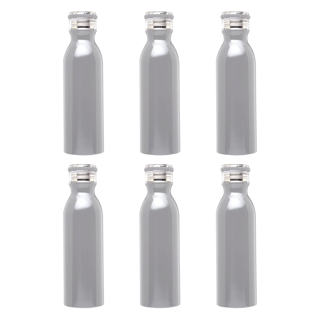 Silver 20 oz Stainless Steel Water Bottle Set of 6 A3690