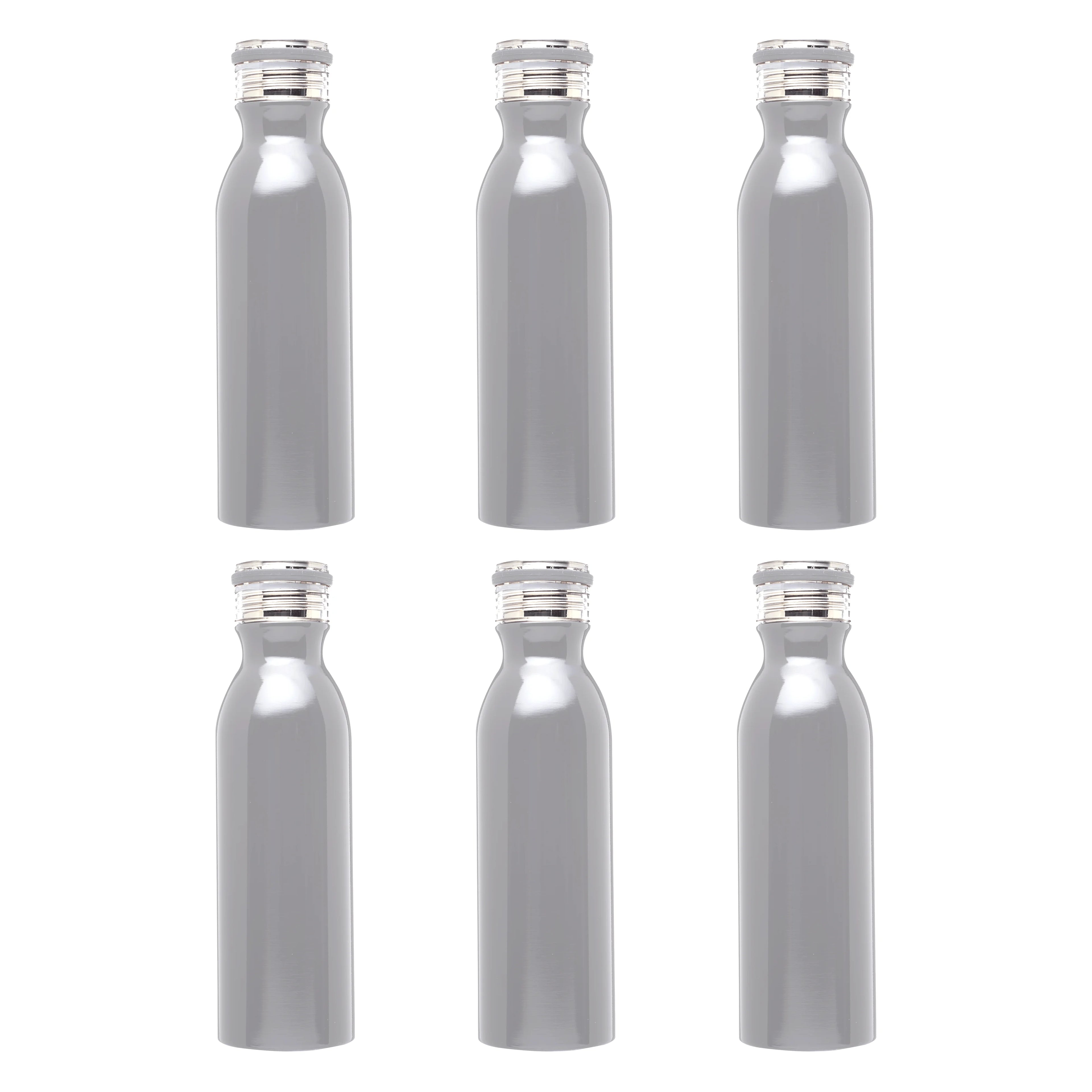 Silver 20 oz Stainless Steel Water Bottle Set of 6 A3690