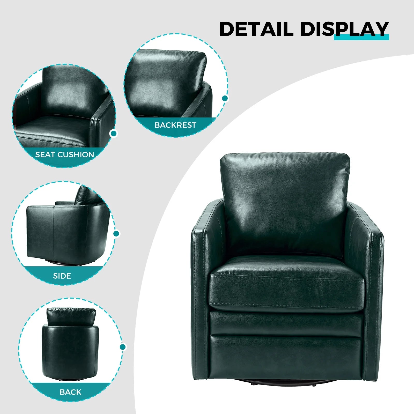 Green Faux Leather Swivel Accent Chair Set of 2 O604