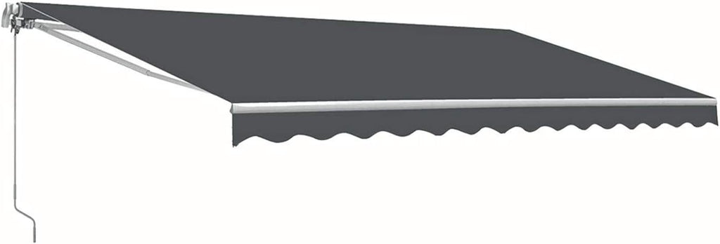 12x10 Feet Manual Retractable Patio Awning Canopy (Grey) T180