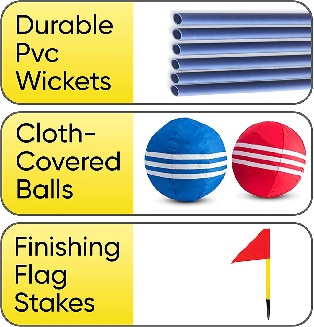 Giant Kick Croquet Game Set with Inflatable Croquet Balls, Wickets & Finish Flags U893754