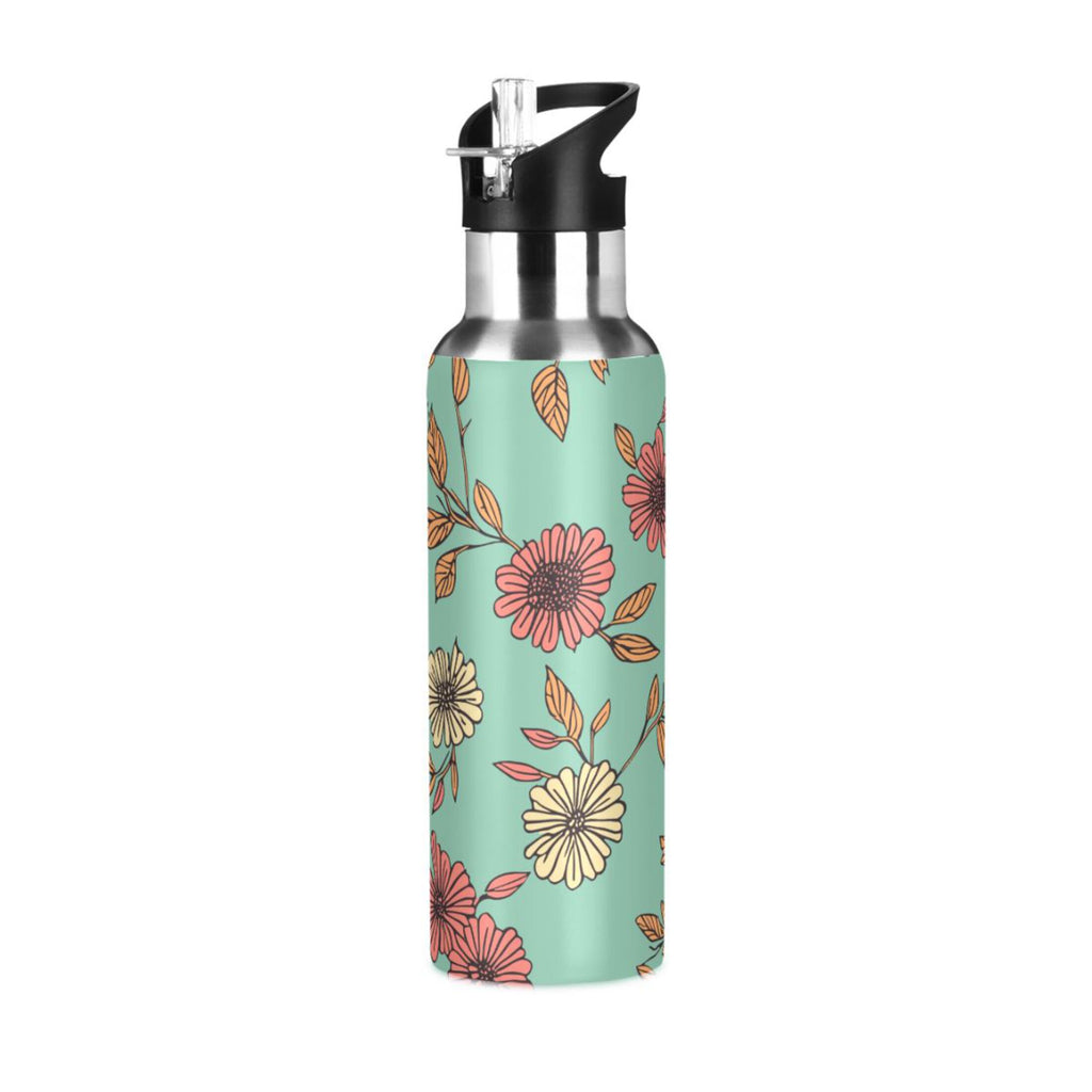 Retro Sunflowers Insulated Stainless Steel Water Bottle with Straw Lid, 20 oz R242863