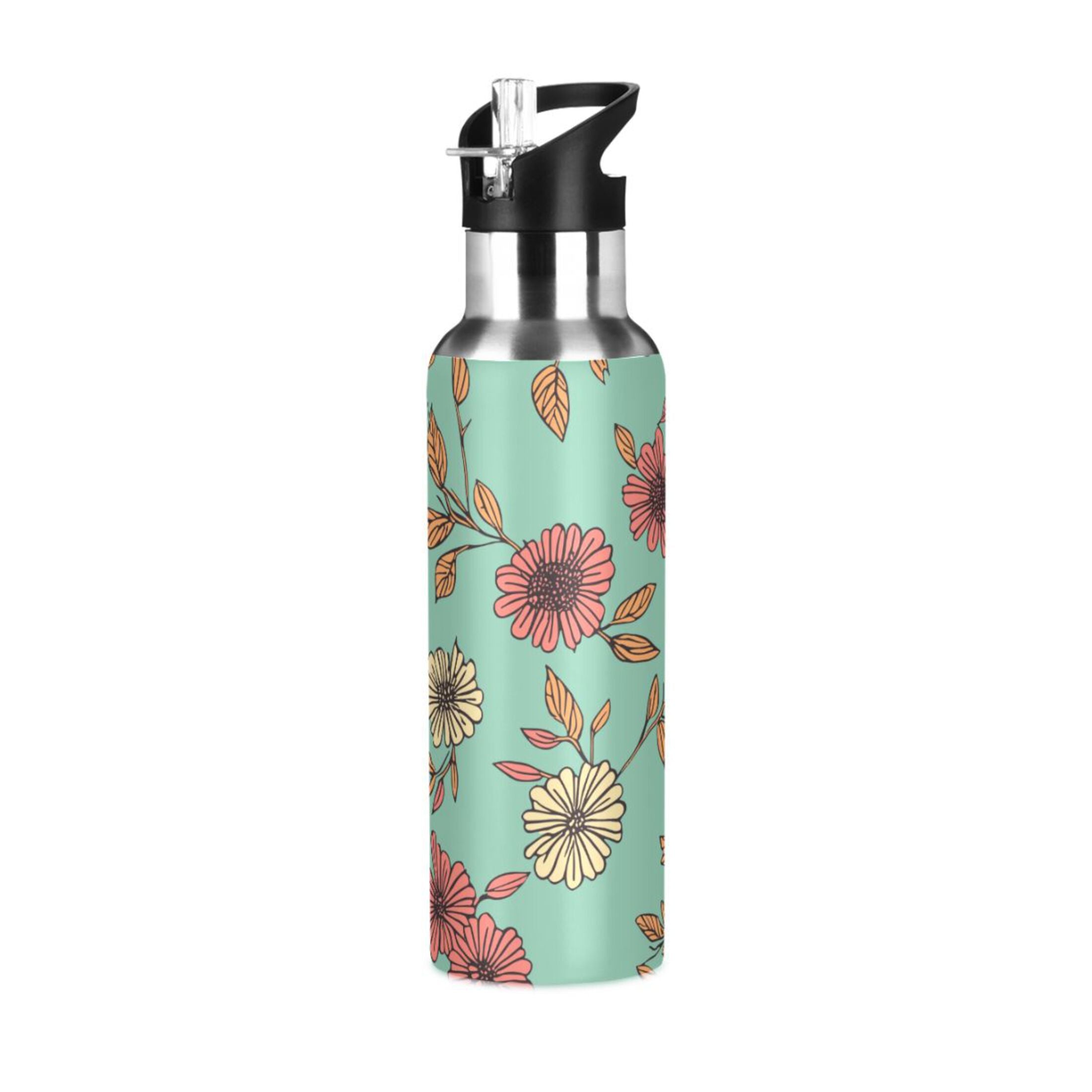 Retro Sunflowers Insulated Stainless Steel Water Bottle with Straw Lid, 20 oz R242863