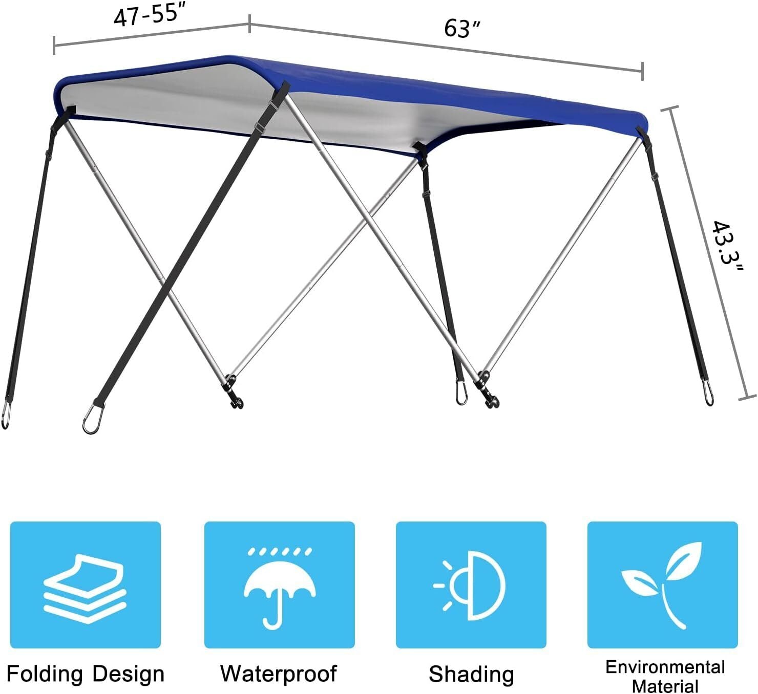 Bimini Top with Aluminum Frame Oxford Cloth Cover O650257